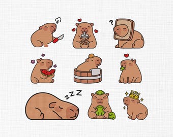 Schattig capibara-borduurontwerp, capibara-bundel borduurontwerp, grappig capibara-bestand, schattige dieren machine borduurwerk ontwerpbestanden, 6 maten