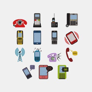 Borduurontwerp retro telefoon, vintage mobiele tech machine borduurbestand, borduurontwerp draadloze telefoon, 6 maten direct downloaden