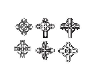 Celtic Cross Set embroidery Design, Celtic Knot Ornament Collection, Counted Cross Stitch Pattern Machine Embroidery Design files, 6 Sizes