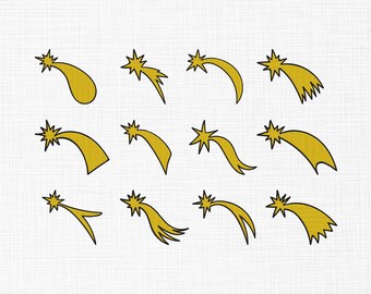 Mini Shooting Star Embroidery Design, Shooting Star Embroidery Designs, Star Bundle Machine Embroidery Design Files, 6 Sizes