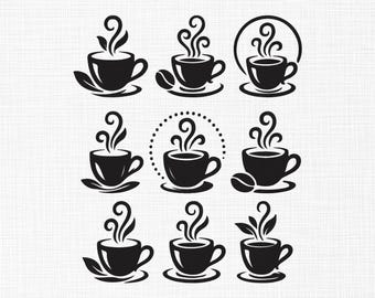 Kaffeetasse Bundle-Stickerei, Kaffeetasse Stickerei, Tasse Kaffee Stickmuster, Kaffeemaschine Stickmuster, 6 Größen