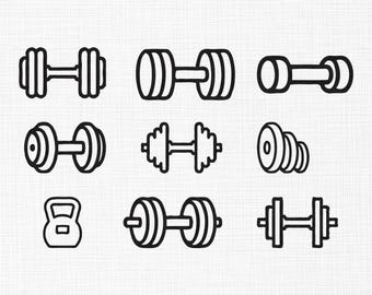 Halter overzicht borduurwerk ontwerpen, halter set borduurwerk, halter lichaamsbeweging, sportschool machine borduurwerk, bodybuilder ontwerp, 6 maten