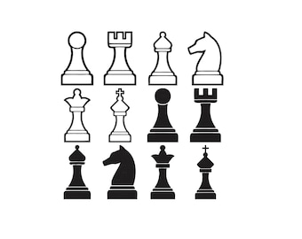 Chess Embroidery design, Chess Piece Silhouette, Chess Mini Design, Machine Embroidery Design, Chess Piece Outline Silhouette Files, 8 Sizes
