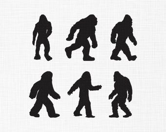 Bigfoot silhouet set borduurontwerp, Sasquatch silhouet borduurwerk, Bigfoot silhouet machine borduurwerk ontwerpbestanden, 6 maten