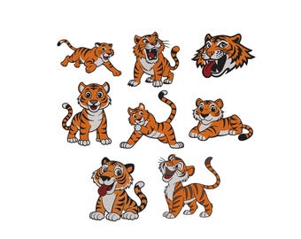 Tiger Bundle Embroidery design, African animals Embroidery, Baby embroidery, Tiger Cub Machine Embroidery Design Files, 5 Sizes