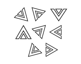 Driehoek stoffen borduurontwerp, driehoek monogram stoffen, driehoek mini machineborduurwerk, driehoek borduurwerk, basisvorm, 9 maten