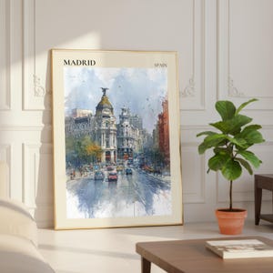 Elegant Madrid Spain City Wall Art, Scenic Urban Street Poster, Classic European Architecture Print, Artistic Travel Inspired Decor