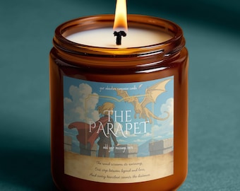 Candela Parapet, regalo ispirato alla Quarta Ala, candela fantasy ispirata al libro Dragon Rider, candela profumata alla soia per lettori, decorazione con candele ispirata ai libri
