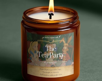 The Tea Party Candle – Alice in Wonderland Gift, Book Lover Candle, Literary Gift, Readers Bookish Present, Mad Hatter Inspired Soy Candle