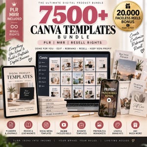 7500+ PLR MRR Canva Templates Bundle Digital Products, Resell Rights & 20,000 Faceless Reels Bonus canva plr templates, mrr templates,