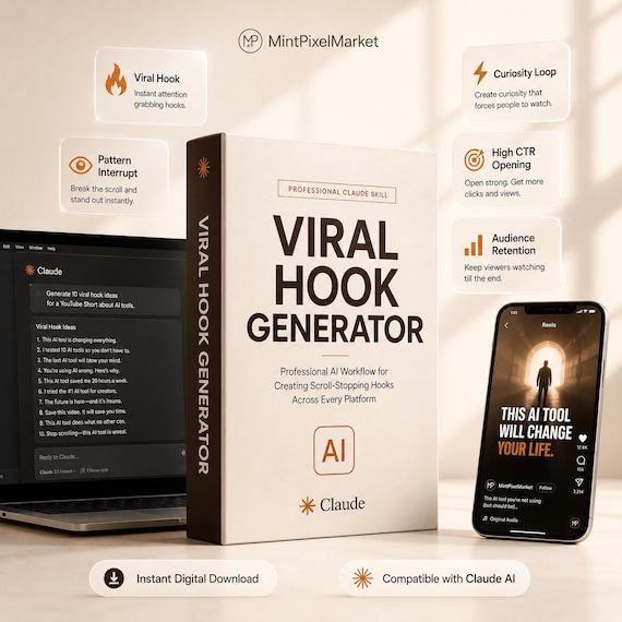 Claude AI Viral Hook Generator Skill, Prompt System for YouTube Reels TikTok