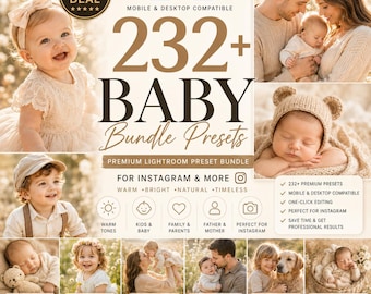 232+ BABY Bundle Presets - Mobile and Desktop - Lightroom Preset Bundle for Instagram - Best Deal - Warm, Kids, Father, Mother Photo Filter