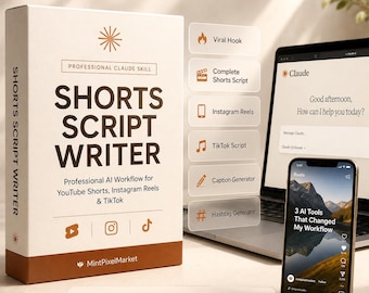 Claude Shorts Script Writer AI Prompt, Viral Hooks, Reels Generator (Digital Download)