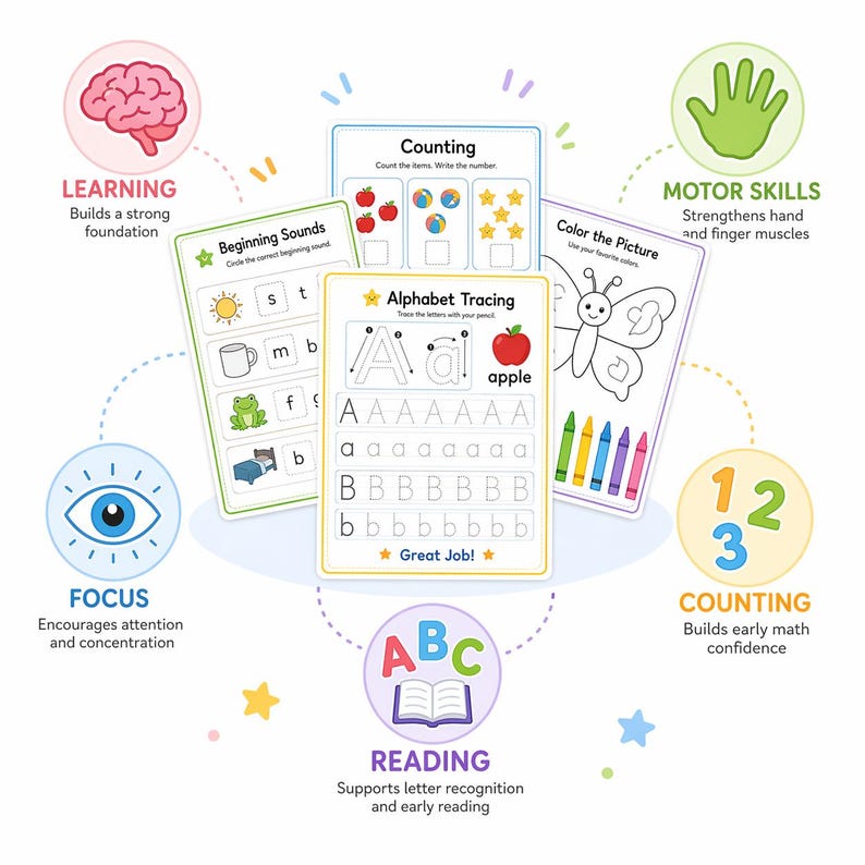 Scissor Skills Cutting Worksheets, Preschool Fine Motor Activity (PDF Download) image 11