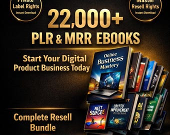 Paquete de más de 22.000 libros electrónicos con derechos de reventa (PLR): Paquete MRR, Productos digitales, Derechos de reventa, Biblioteca de libros electrónicos de marca privada, Descarga de libros electrónicos de negocios