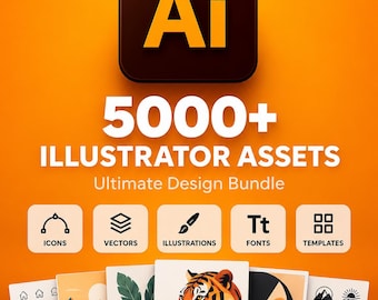 5000+ Illustrator Assets Bundle Logo Kit, Vector Icons, UI Elements, Graphic Design Resources, Editable AI & EPS Files Digital Product
