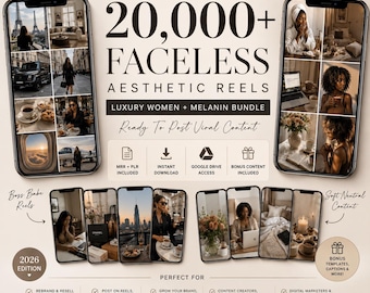 20,000+ Faceless Reels Bundle | Luxury Women & Melanin Aesthetic Videos | PLR MRR Resell Rights | DFY Content Bank