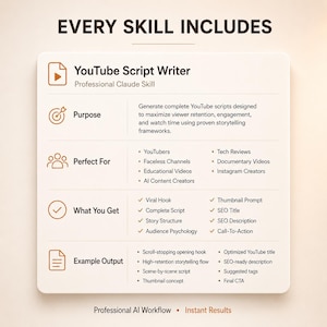 Claude AI, Claude Skill, Claude Prompt, AI Prompt, YouTube Script, Script Writer, YouTube SEO, Viral Hook, Thumbnail AI, AI Content, YouTube AI, Prompt Pack, AI Workflow
Claude AI, Claude Skill, Claude Prompt, AI Prompt, YouTube Script, Script Writer, YouTube SEO, Viral Hook, Thumbnail AI, AI Content, YouTube AI, Prompt Pack, AI Workflow
Claude AI, Claude Skill, Claude Prompt, AI Prompt, YouTube Script, Script Writer, YouTube SEO, Viral Hook, Thumbnail AI, AI Content, YouTube AI, Prompt Pack,
