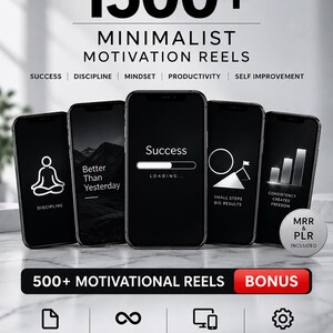 1500+ Minimalist Motivation Reels | Viral Business Content (MRR/PLR)