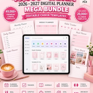 49 000+ digitala planerarepaket 2026–2028 | Canva-mallar | GoodNotes Notability, redigerbara Canva-mallar, återförsäljning av digitala produkter