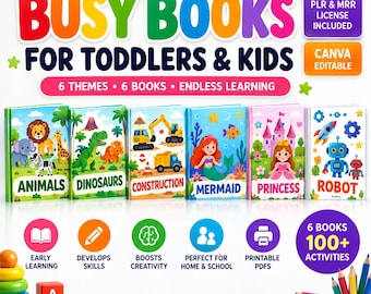 Kids Learning Activities Bundle | PLR & MRR Educational Worksheets | Printable Preschool Templates Canva Editable Homeschool Digital Product