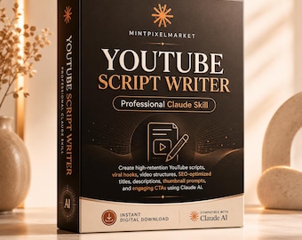 Claude YouTube Script Writer Skill, AI Prompt System, YouTube Script Generator, Thumbnail Prompt, YouTube SEO, Claude AI Skill