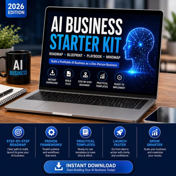 Ai Business Starter Kit | Ai Agency Blueprint, Ai Business Roadmap, Ai Playbook, Business Templates, Solopreneur Guide, Digital Download PDF