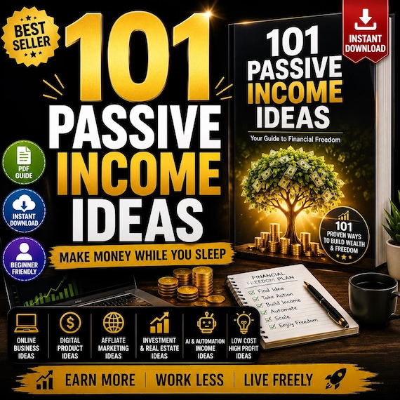 101 Passive Income Ideas PDF | Make Money While You Sleep | Online Business Guide | Financial Freedom eBook | Digital Download