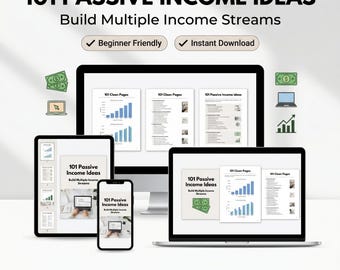 101 Passive Income Ideas Guide  Beginner Friendly Online Business PDF, Side Hustle Ideas, Digital Income eBook Download Guide