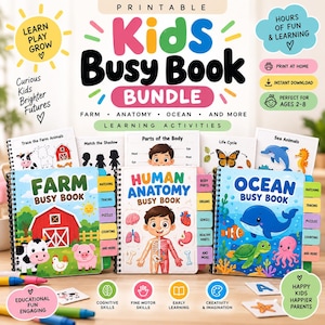 Bundel met activiteitenboekjes voor peuters | Boerderij-, anatomie- en oceaanactiviteiten, printbaar Montessori-materiaal voor kleuters, activiteitenboekje, activiteitenboekjesbundel