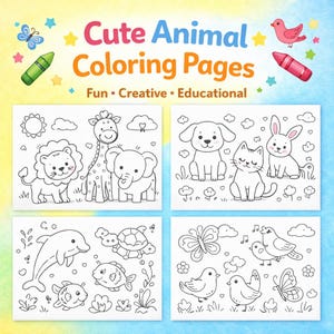 500+ Kids Coloring Book Bundle printable PDF featuring animal coloring pages, preschool activities, educational worksheets, nature coloring pages, and instant digital download.