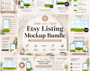 Etsy listing Mockup Canva Master Resell Rights PLR Digital Product MRR Etsy listing template Canva Mock Up Digital Products Passive Incomes