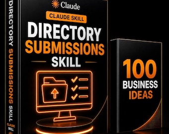May include: Two black rectangular boxes with orange text and graphics. The larger box features the text CLAUDE SKILL DIRECTORY SUBMISSIONS SKILL and a computer monitor icon. The smaller box displays the text 100 BUSINESS IDEAS in orange.