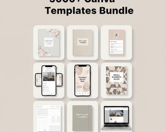 Mega Bundle de produits numériques | Plus de 5 000 modèles Canva, agendas, carnets, maquettes, bobines sans visage, CV/pack de CV, médias professionnels et sociaux