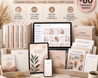 30,000+ Canva PLR Templates Bundle | Editable Planners, Journals & Trackers | MRR Digital Product | Commercial Use | Instant Digital Product