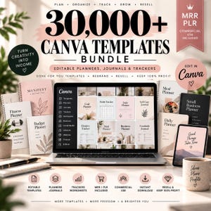 30,000+ Canva PLR Templates Bundle | Editable Planners, Journals & Trackers | MRR Digital Products | Resell Rights | Commercial Use canva