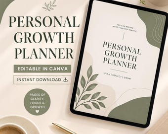 Personal Growth Planner Digital – Self Improvement Planner, Life Reset Workbook, Habit Tracker, Goal Setting & Productivity Planner Print