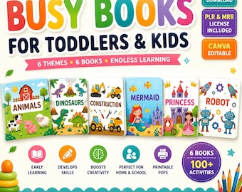 Kids Learning Activities Bundle | PLR & MRR Educational Worksheets | Printable Preschool Templates Canva Editable Homeschool Digital Product