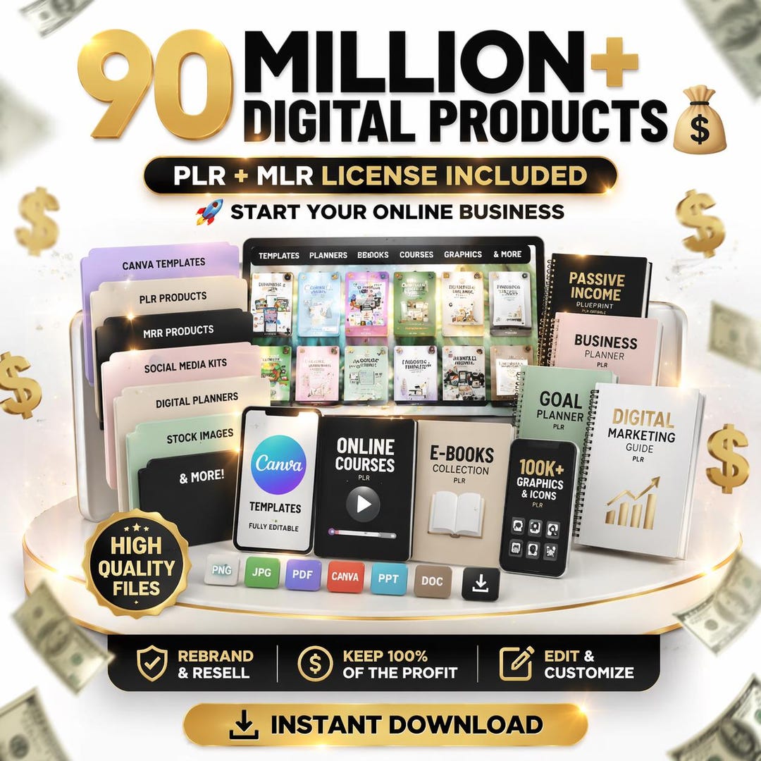 90 Million Digital Products Bundle, PLR MRR License, Online Business ...