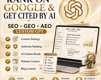 seo geo aeo custom gpt, ai content writer, seo content generator, blog writing tool, website content creator, digital download