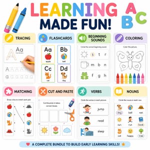alphabet worksheets, kids activity book, preschool learning, abc tracing pages, printable workbook, toddler worksheets, alphabet flashcards, learn abc printable, kids learning bundle, tracing letters pdf, homeschool printable, plr printable kids, mlr kids bundle