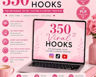 350 Viral Hooks for Instagram, TikTok & YouTube – Content Creator Hook Guide PDF | Social Media Growth, MRR  PLR Digital Download