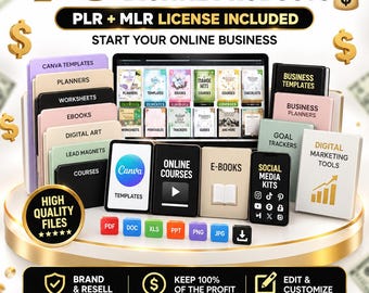 90 Million Digital Products Bundle, PLR MRR License, Online Business Starter Kit