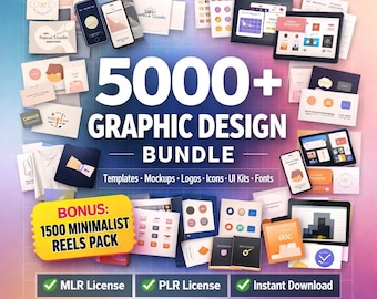 5000+ Graphic Design Bundle, Canva Templates, Logos, Icons, Fonts (PLR MRR)