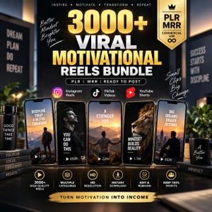 3000+ Viral Motivational Reels Bundle PLR MRR | Instagram Reels, TikTok Videos, YouTube Shorts, Viral Content, Digital Download