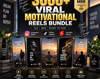 3000+ Viral Motivational Reels Bundle PLR MRR | Instagram Reels, TikTok Videos, YouTube Shorts, Viral Content, Digital Download