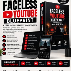 Cursus 'Nagefaceless YouTube Automation Blueprint', AI-videocreatie, handleiding voor passief inkomen, digitaal product, PLR MRR digitaal product voor wederverkoop