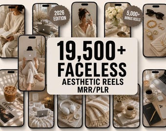 19500 Faceless Reels Bundle, Luxury Aesthetic Videos for Instagram & TikTok, PLR MRR Content Library, faceless reels, aesthetic reels Bundle
