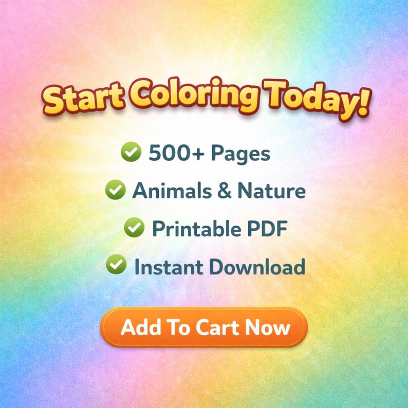 500+ Kids Coloring Book Bundle printable PDF featuring animal coloring pages, preschool activities, educational worksheets, nature coloring pages, and instant digital download.
