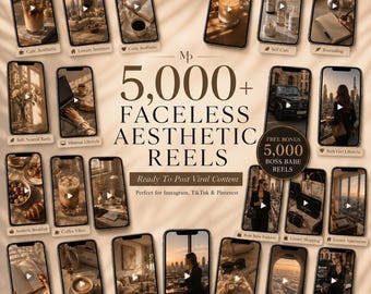 5000+ Faceless Aesthetic Reels Bundle + FREE 5000 Boss Babe Reels | Luxury Viral Content for Instagram, TikTok & Pinterest | PLR + MRR
